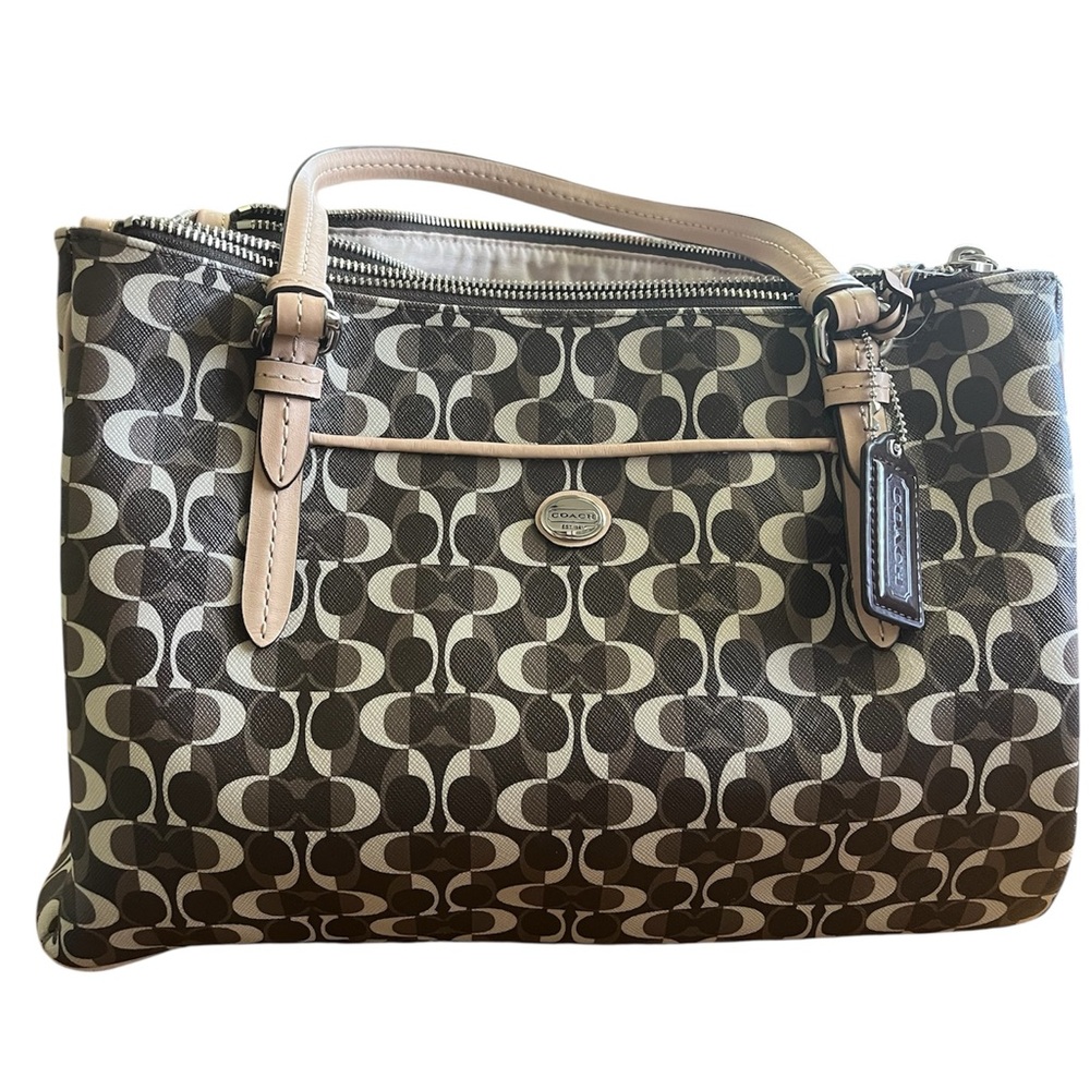 Coach Brown and Tan Peyton Bag